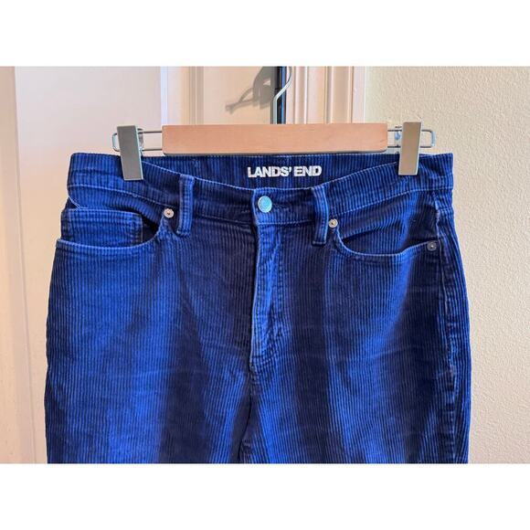 Lands' End Navy Blue Corduroy Straight Leg Mid Rise Women's Pants Jeans Sz 8 - Picture 2 of 13